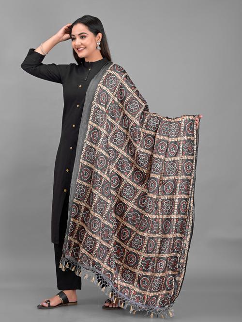 grey silk dupatta - 18843151 - Standard Image - 0