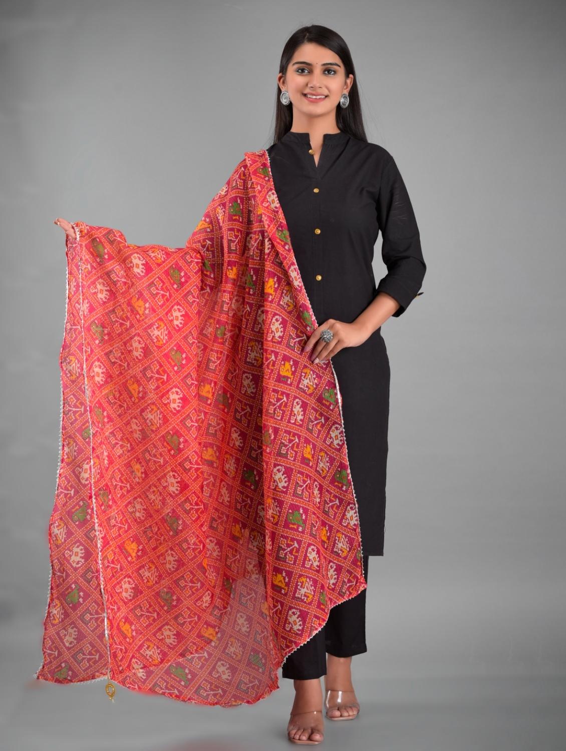 pink cotton dupatta - 18843154 - Zoom Image - 0