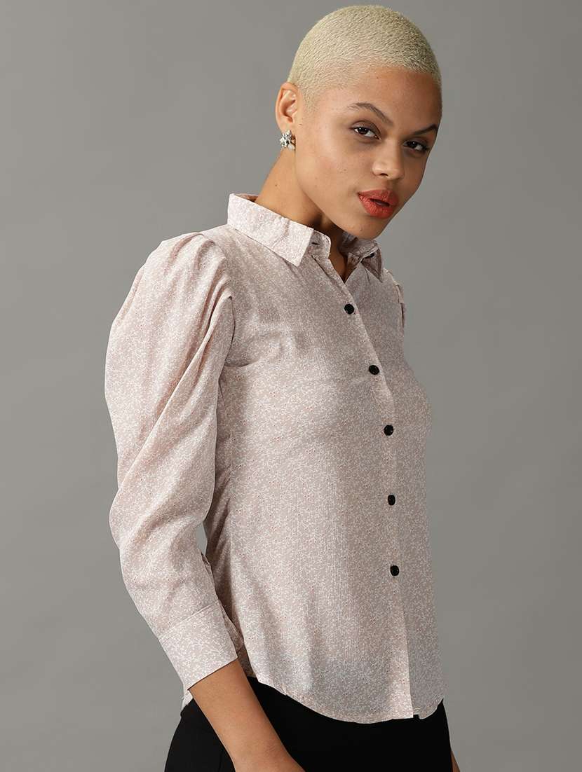 beige georgette regular shirt - 18843166 -  Standard Image - 1
