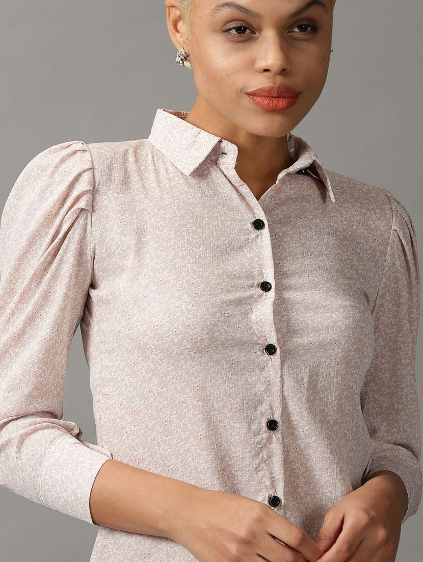 beige georgette regular shirt - 18843166 -  Standard Image - 4