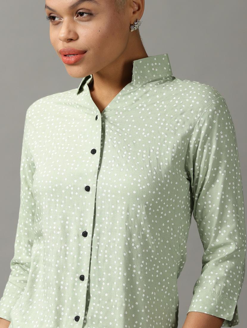 green viscose regular shirt - 18843179 - Standard Image - 4