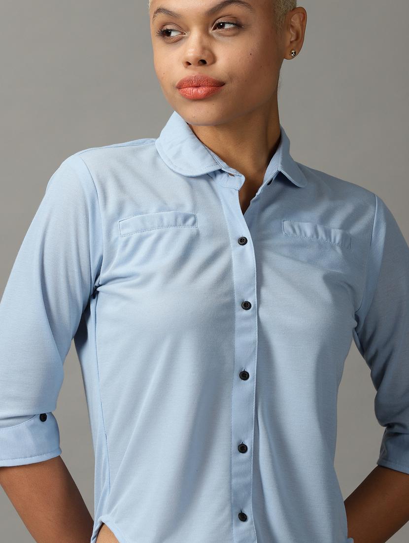 purist blue polyester crop shirt - 18843190 - Standard Image - 4