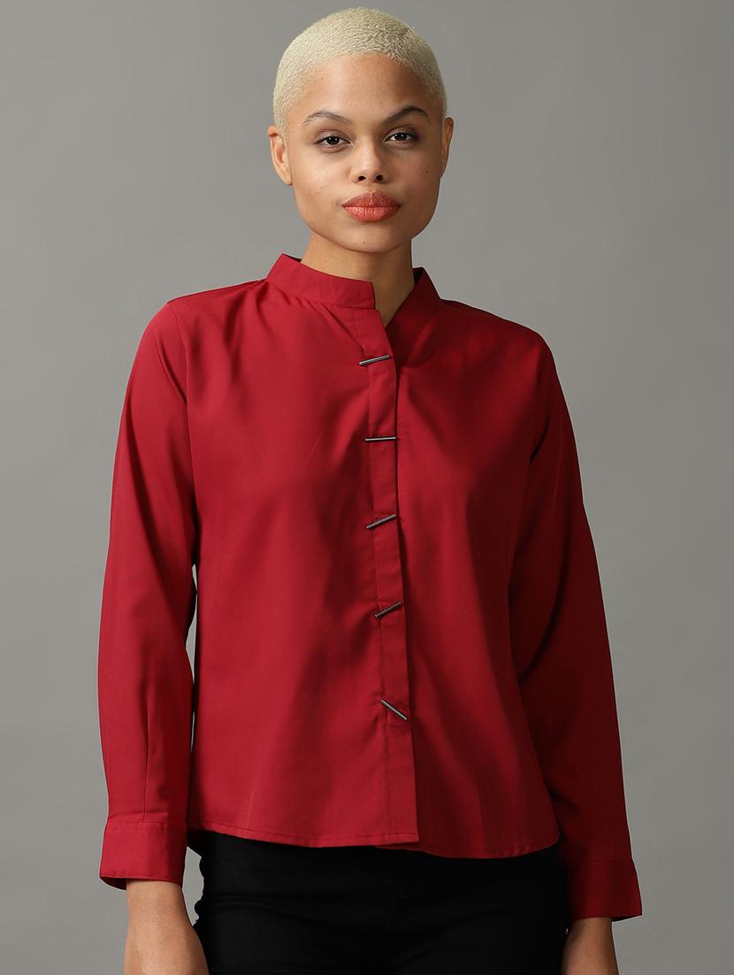 maroon polyester regular shirt - 18843191 - Zoom Image - 0