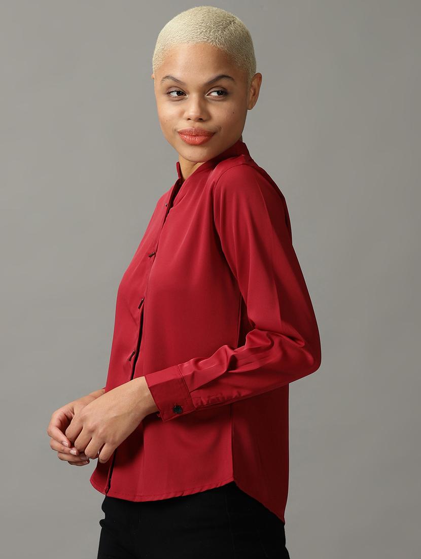 maroon polyester regular shirt - 18843191 -  Standard Image - 1