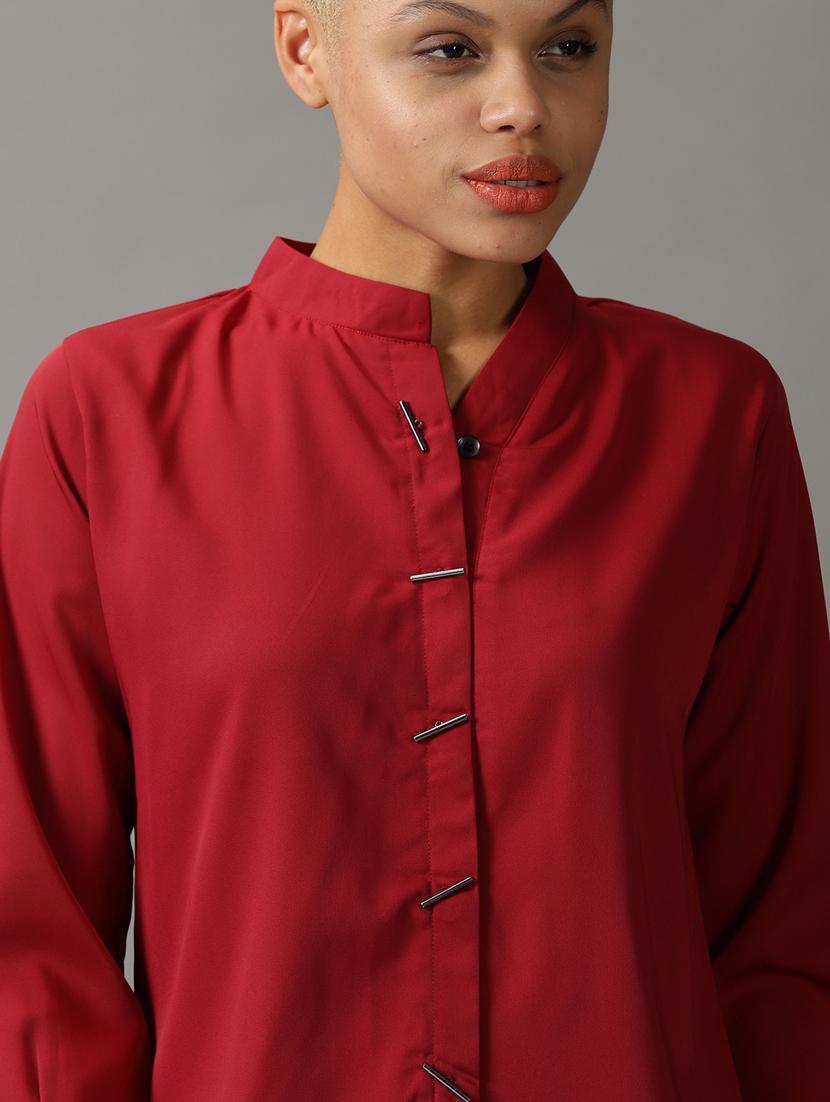 maroon polyester regular shirt - 18843191 - Standard Image - 4