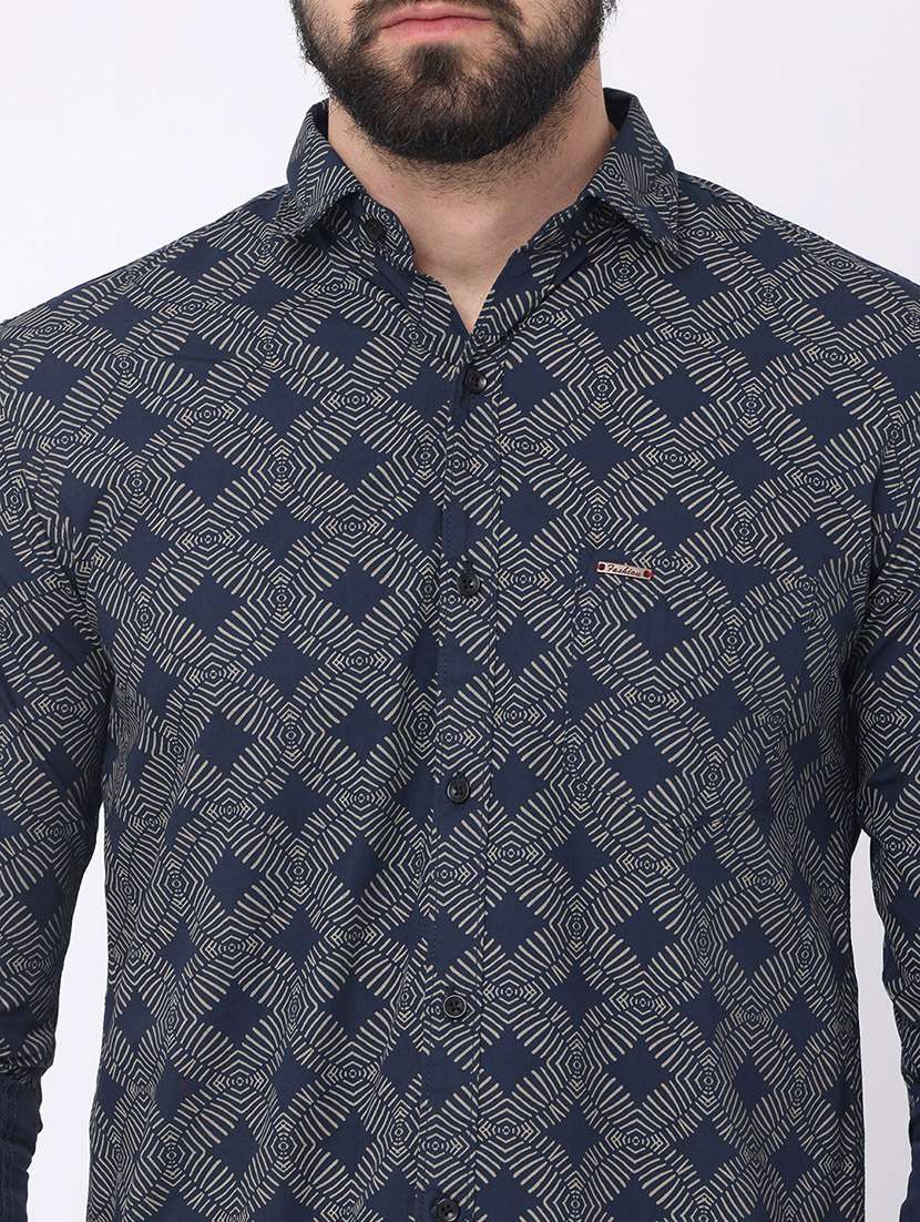 navy blue cotton casual shirt - 18844021 -  Standard Image - 4