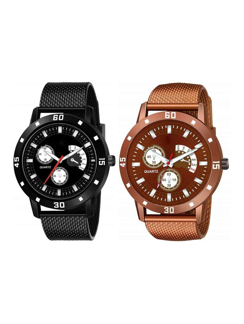 formal combo of black and brown dial mens analog watch