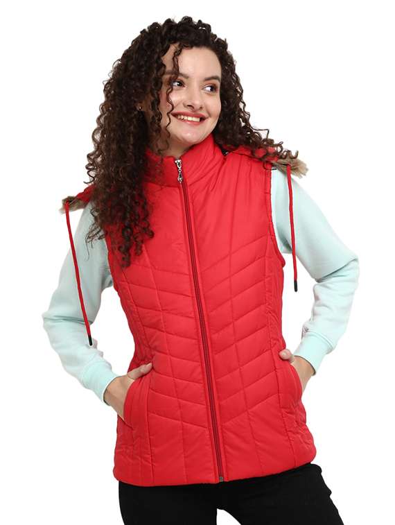 women solid long sleeve quilted jacket 