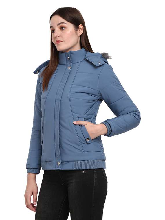 women solid long sleeve quilted jacket  - 18844583 -  Standard Image - 1