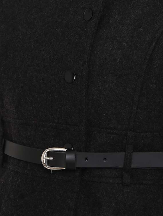 women black solid full sleeve coat - 18844584 -  Standard Image - 4