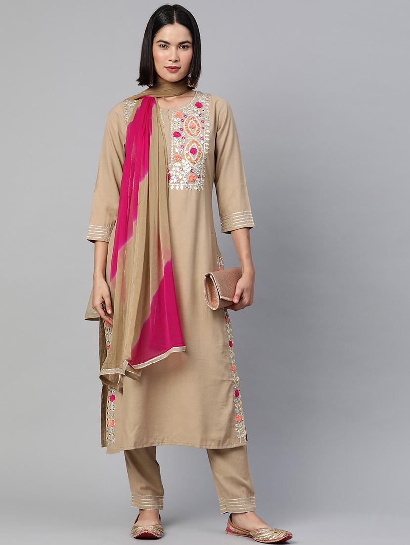 women kurta pant set with dupatta - 18847895 - Standard Image - 1