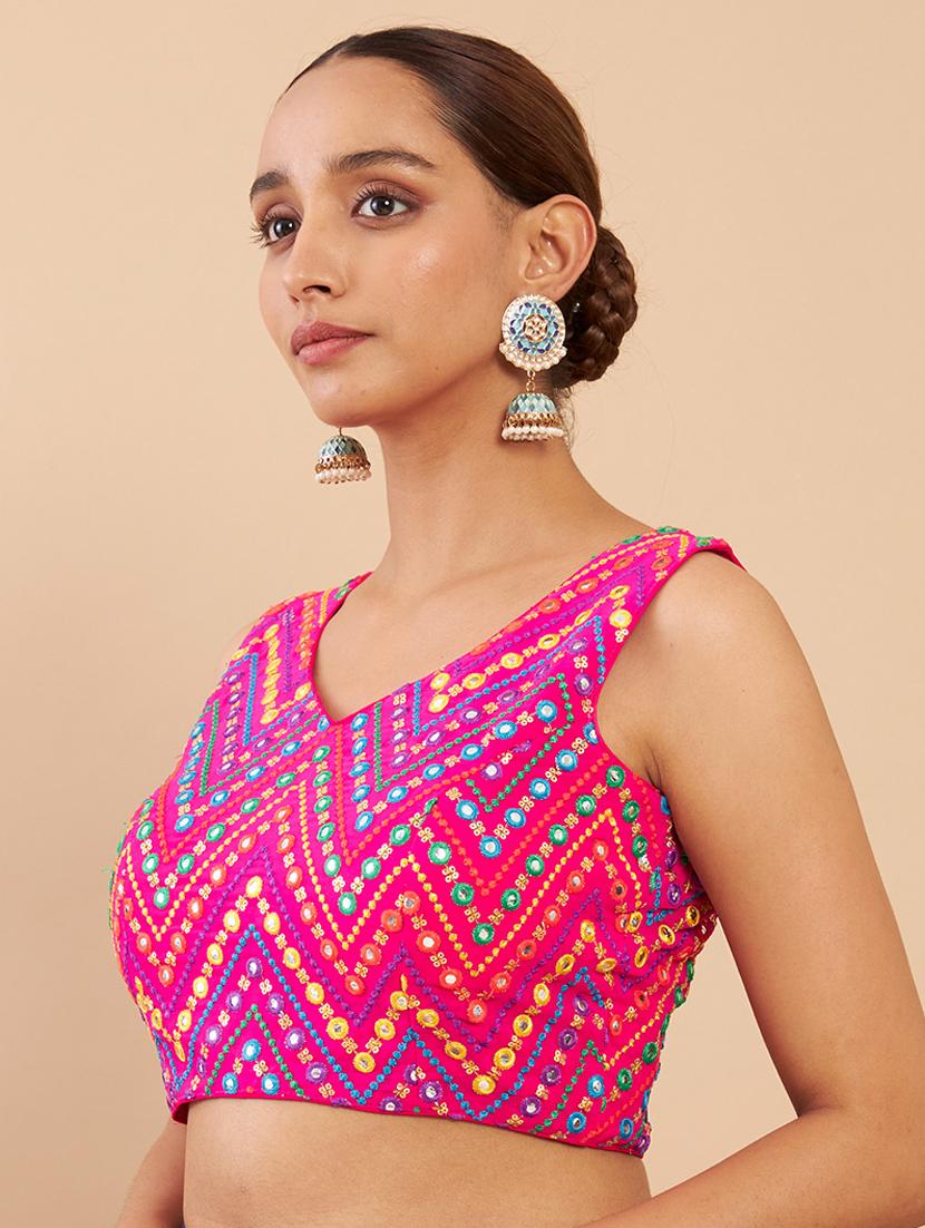 pink georgette regular blouse - 18858024 -  Standard Image - 1