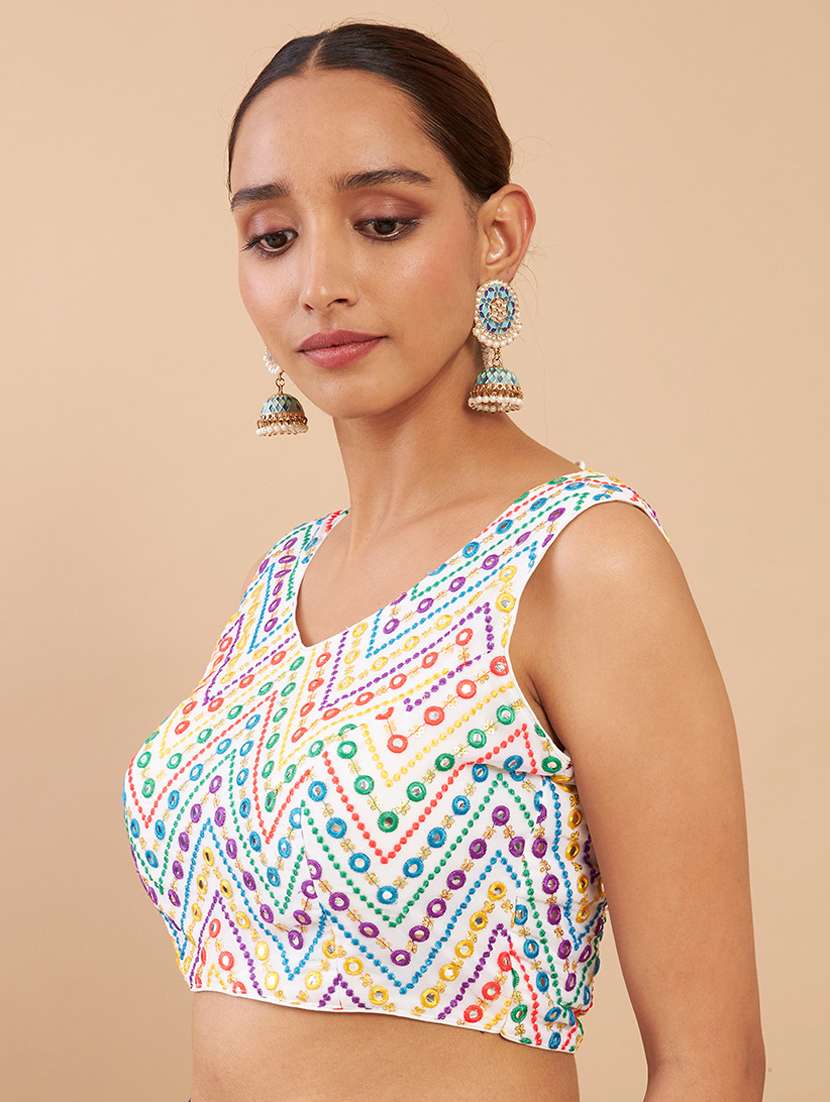 white georgette regular blouse - 18858026 - Standard Image - 1