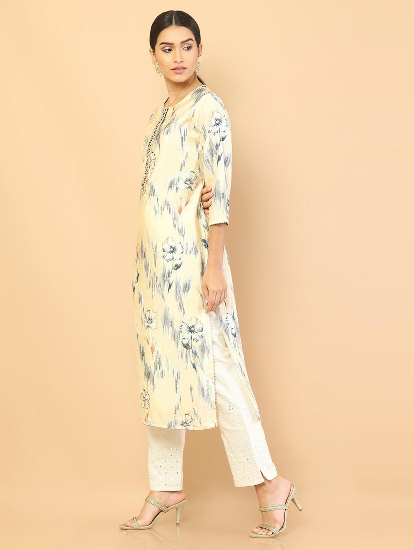 chanderi printed kurta - 18861423 - Standard Image - 1