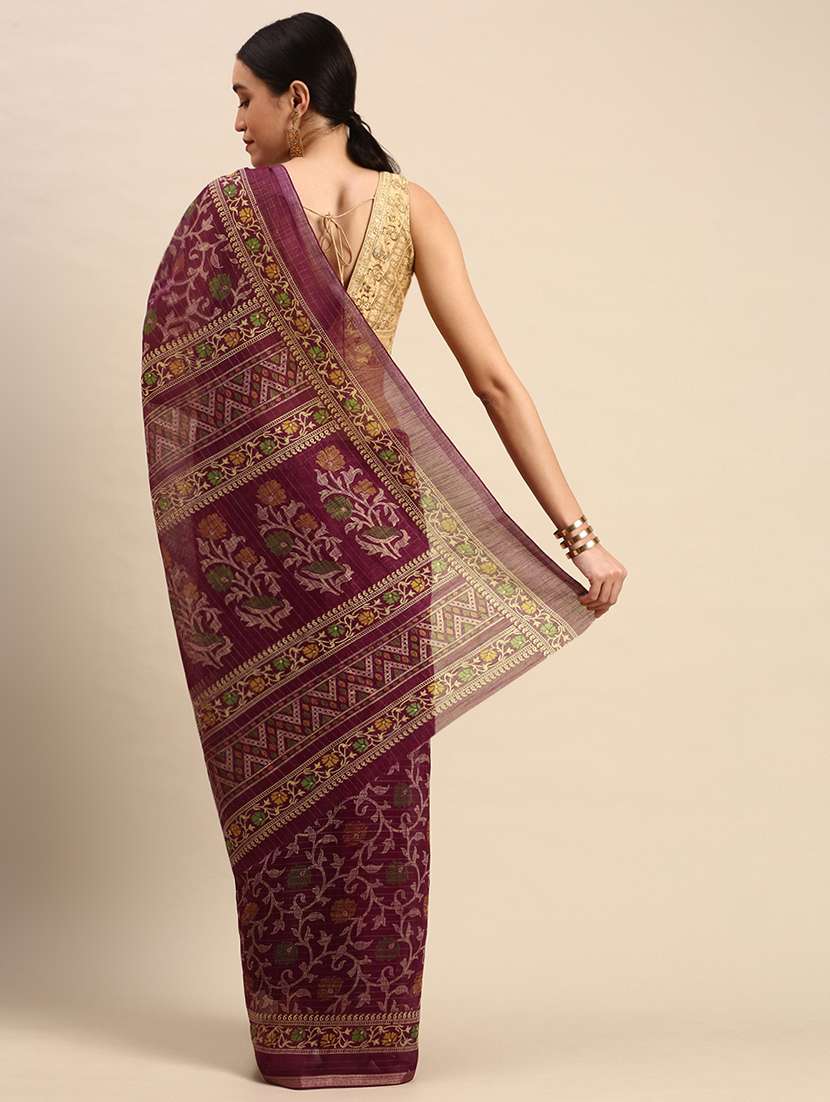 women's floral purple colored saree - 18870075 -  Standard Image - 1