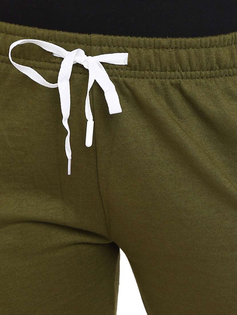 women olive green side taped track pant - 18870206 -  Standard Image - 4