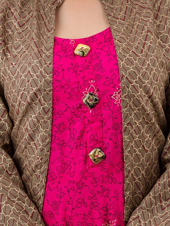 pink coloured printed kurta pant set - 18873615 -  Standard Image - 4