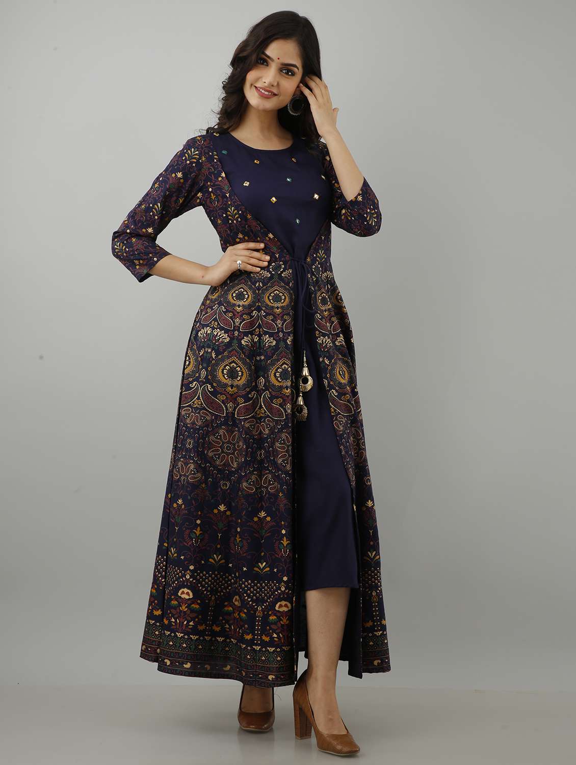blue rayon anarkali ethnic dress - 18873626 -  Standard Image - 1