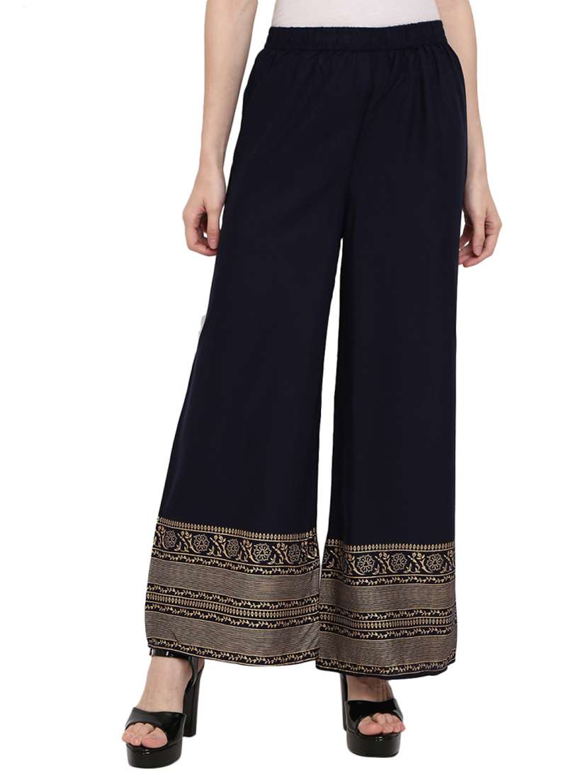 navy blue rayon palazzos