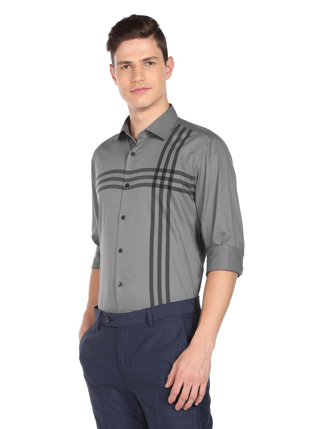 grey cotton formal shirt - 18874885 -  Standard Image - 1