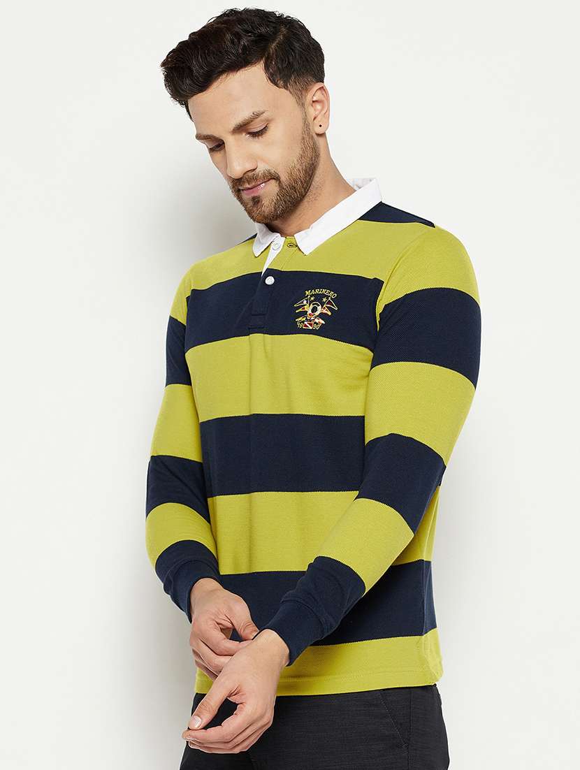 men striped printed polo neck t-shirt - 18874907 -  Standard Image - 1