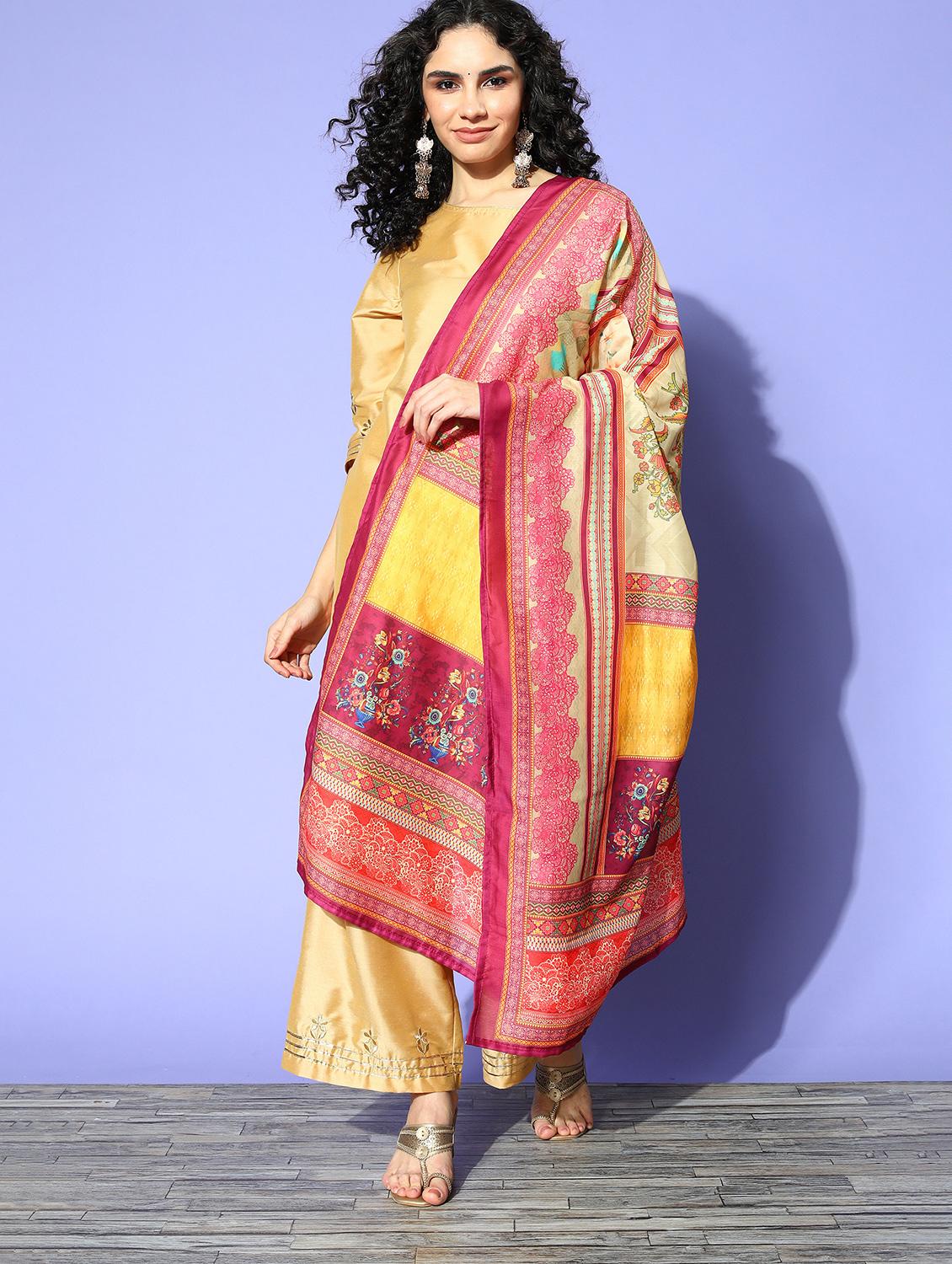 multi colored cotton blend dupatta