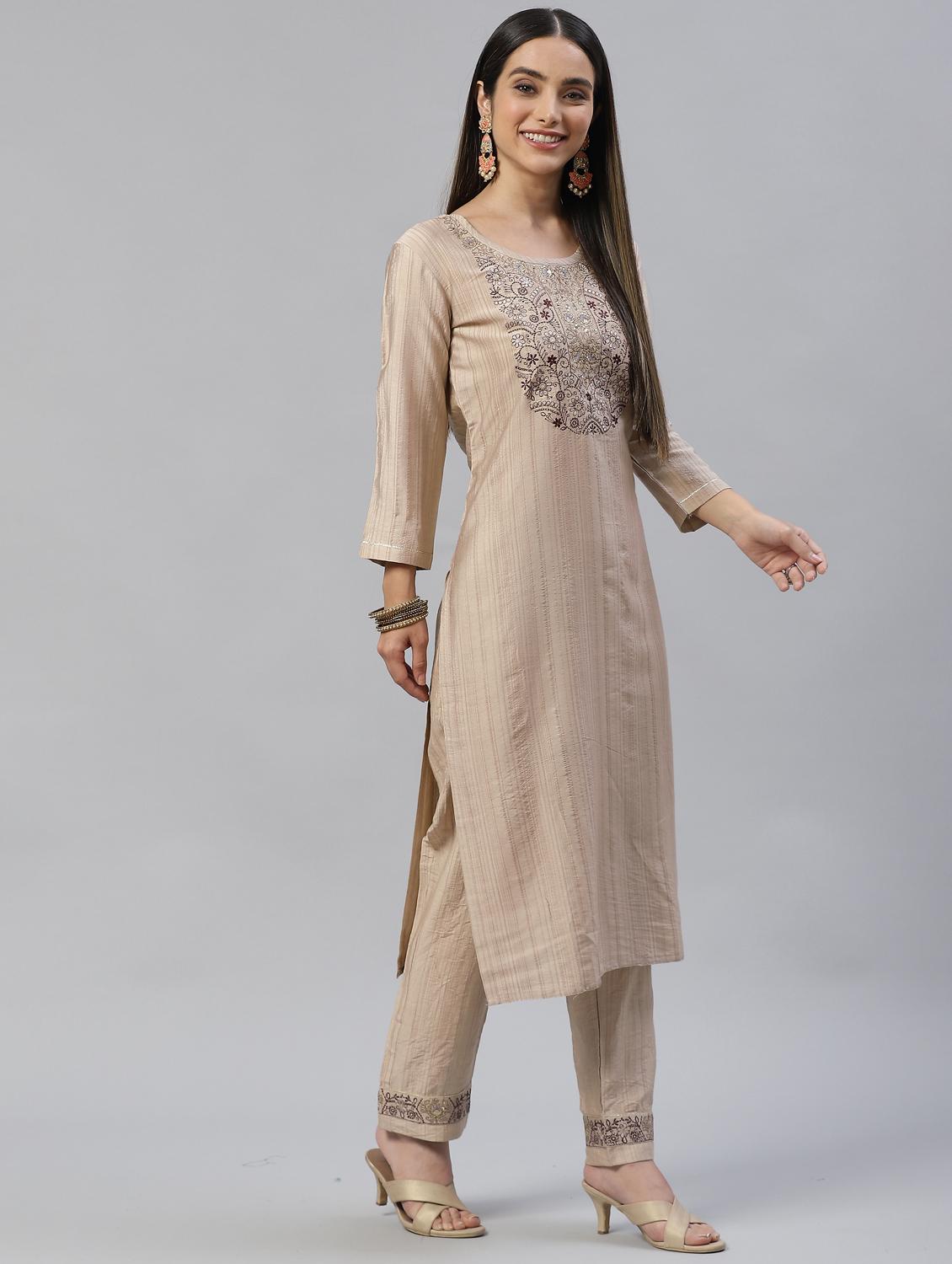 embroidered kurta set with dupatta - 18875407 - Standard Image - 1