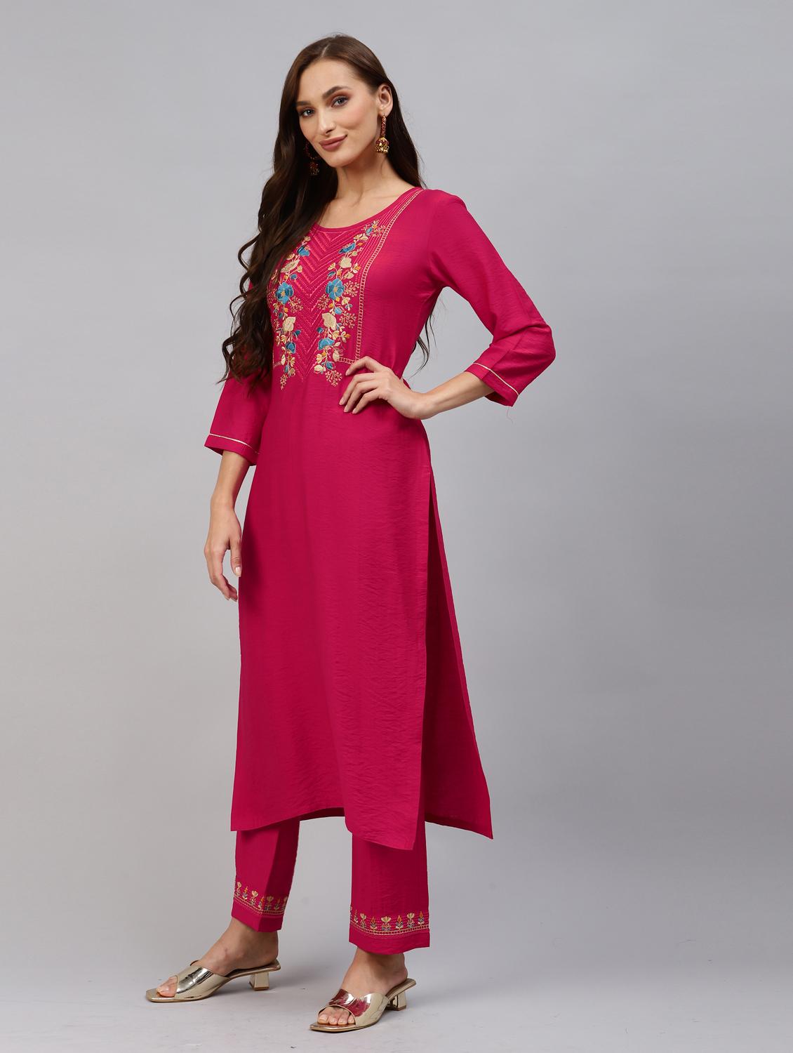 embroidered kurta set with dupatta - 18875416 - Standard Image - 1