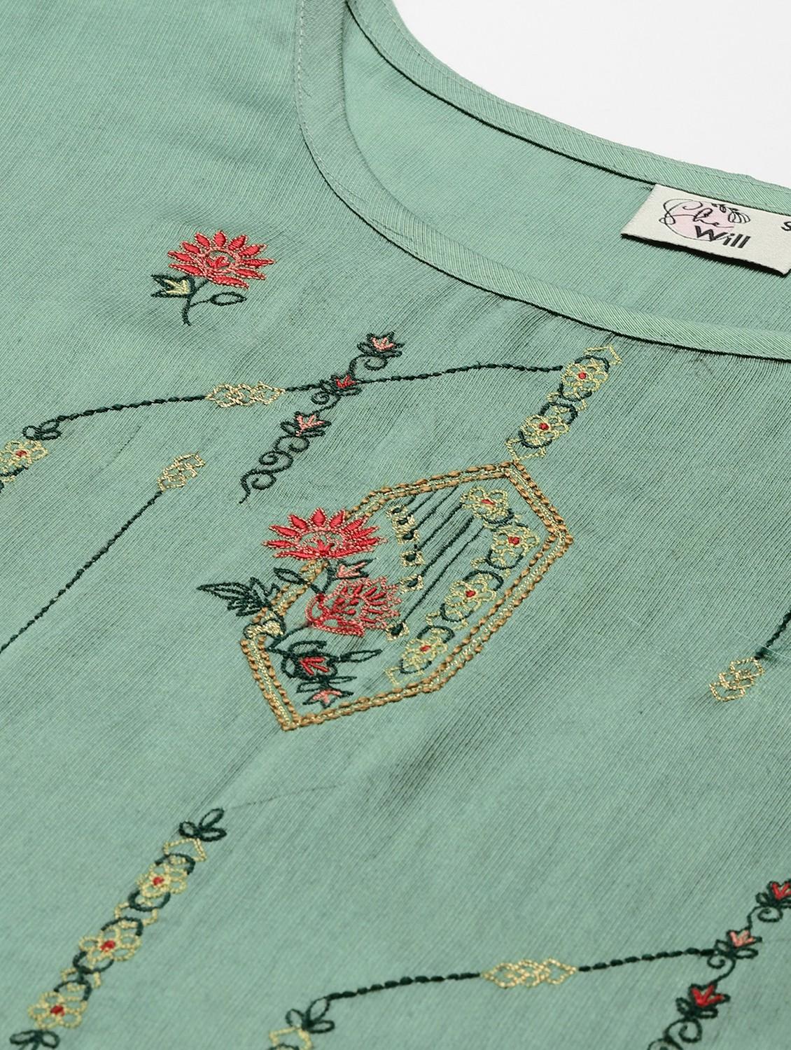embroidered kurta set with dupatta - 18875419 - Standard Image - 4