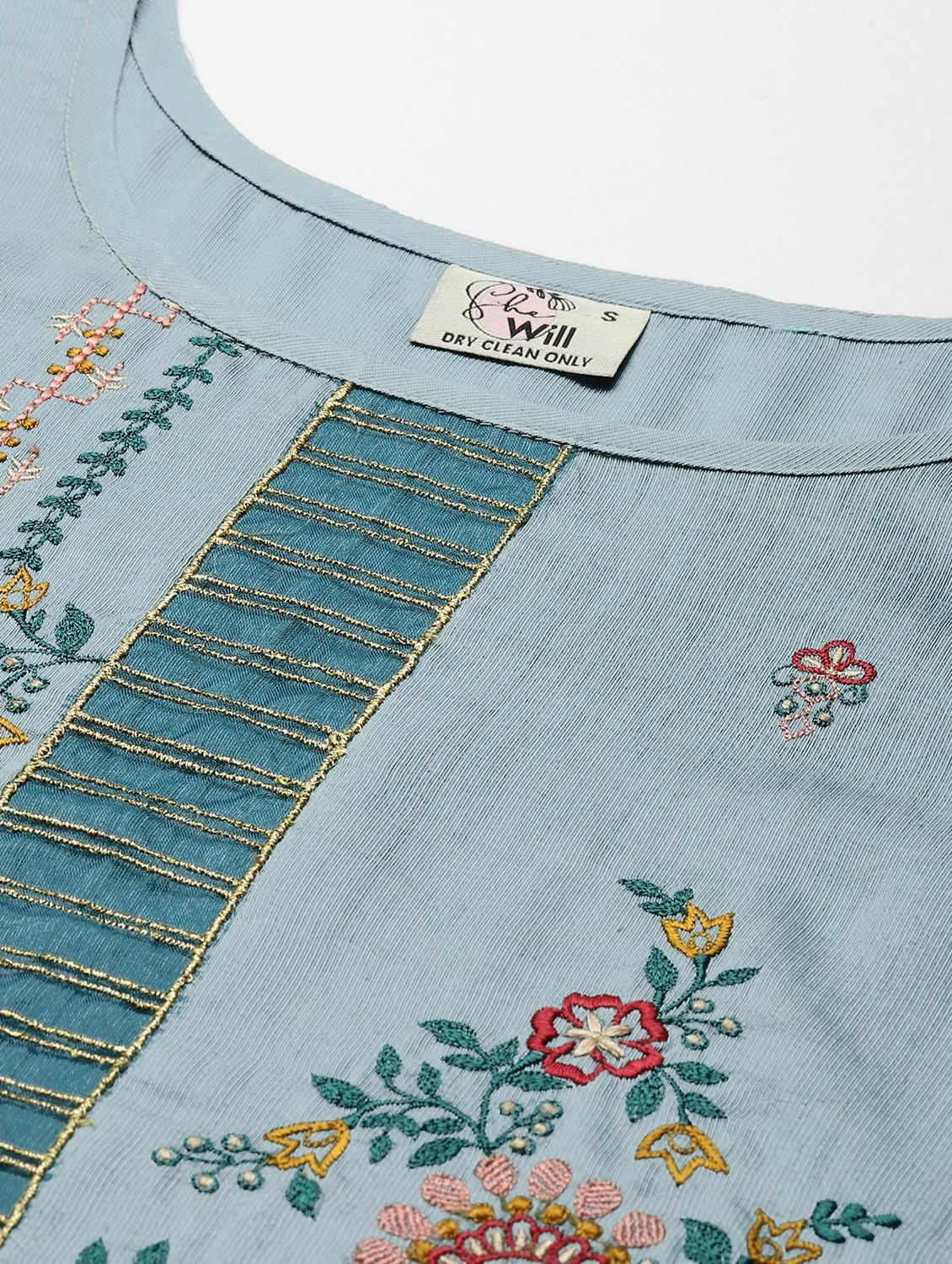 embroidered kurta set with dupatta - 18875423 - Standard Image - 4