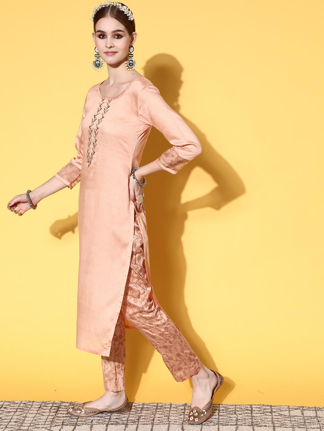 embroidered kurta set with dupatta - 18875434 - Standard Image - 1