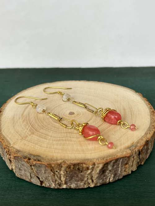 gold brass drop earring - 18875526 - Standard Image - 0
