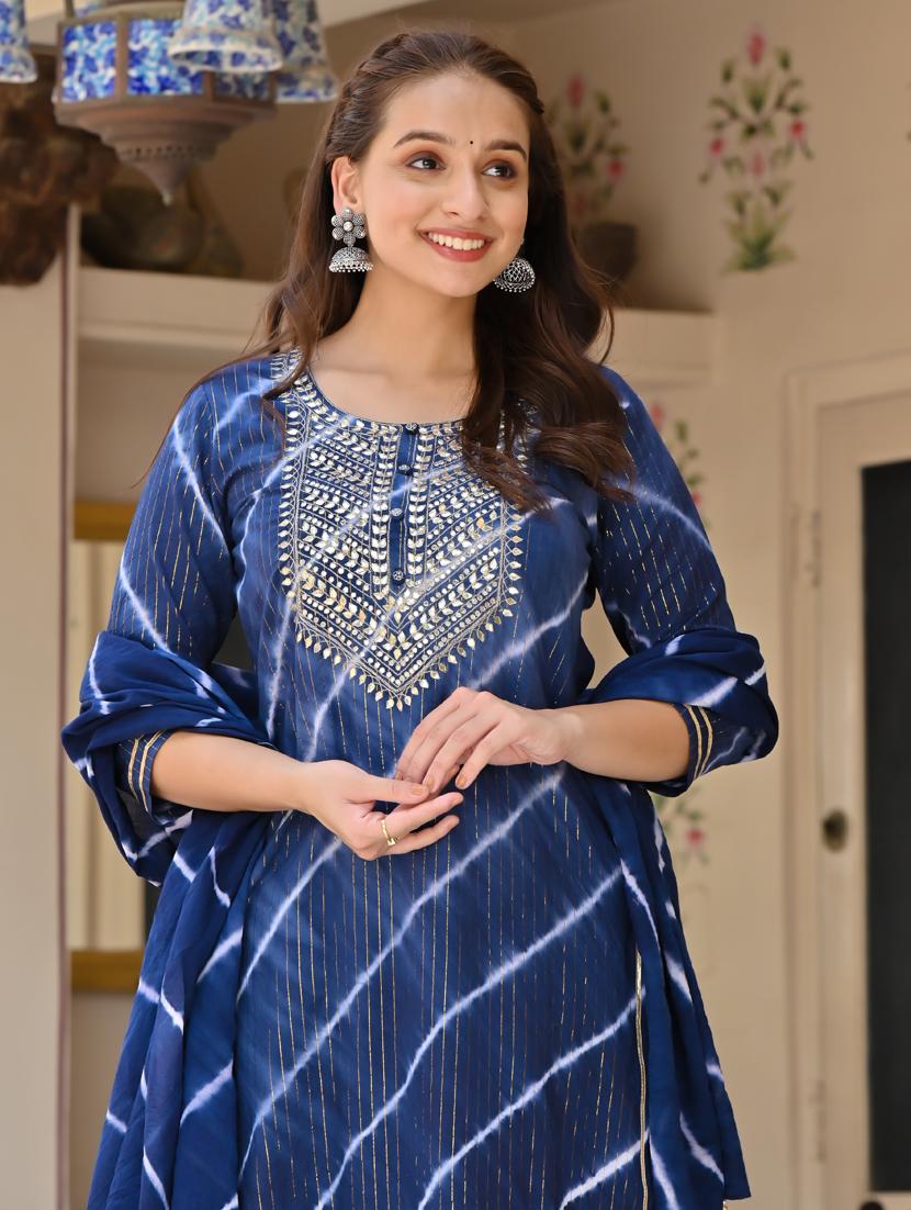 printed kurta pant dupatta set - 18875680 - Standard Image - 4