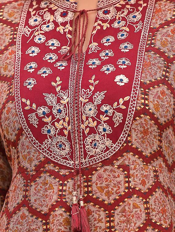 embroidered kurta pant dupatta set - 18875694 - Standard Image - 4