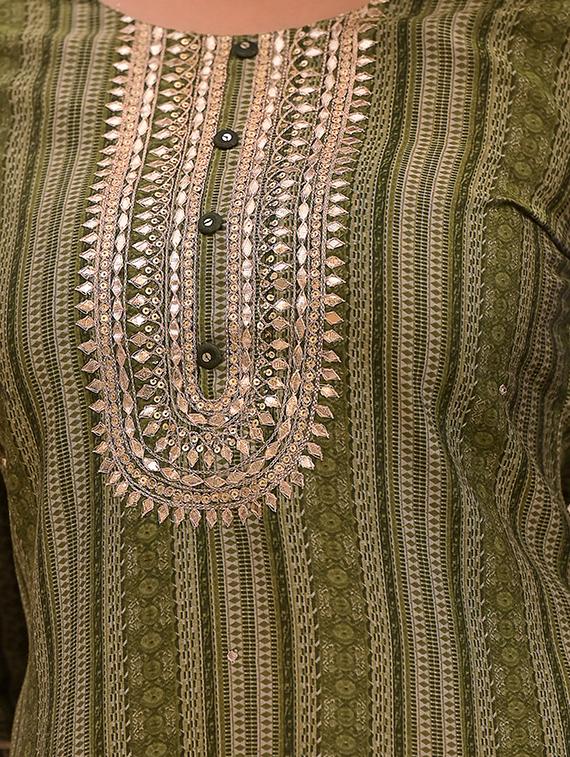embroidered kurta pant dupatta set - 18875695 - Standard Image - 4
