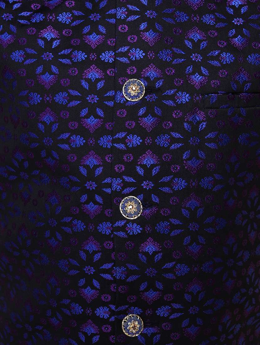 boys mandarin neck solid kurta pyjama set with nehru jacket  - 18876031 -  Standard Image - 4