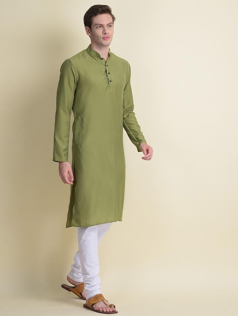 men solid kurta churidar ethnic wear set - 18876117 - Standard Image - 1