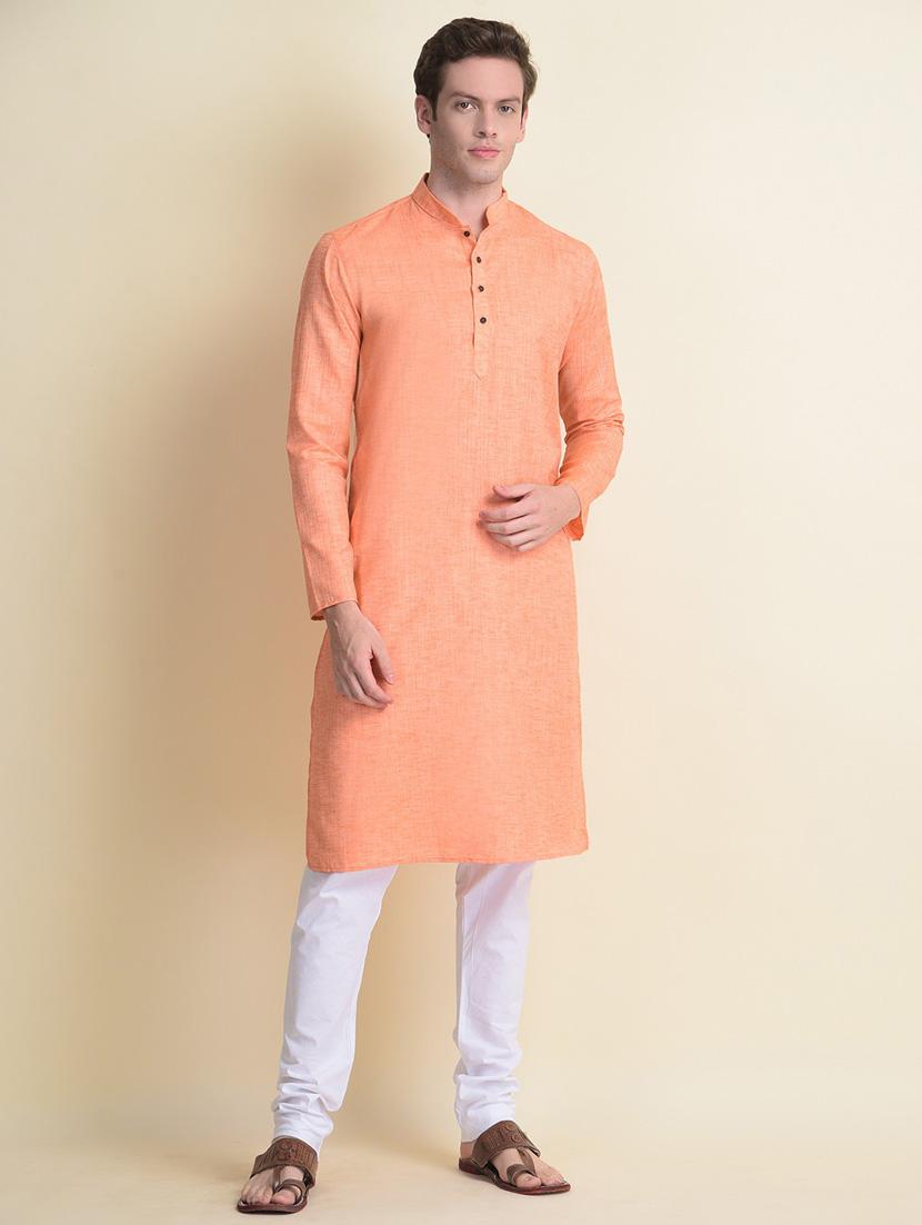 men solid kurta churidar ethnic wear set