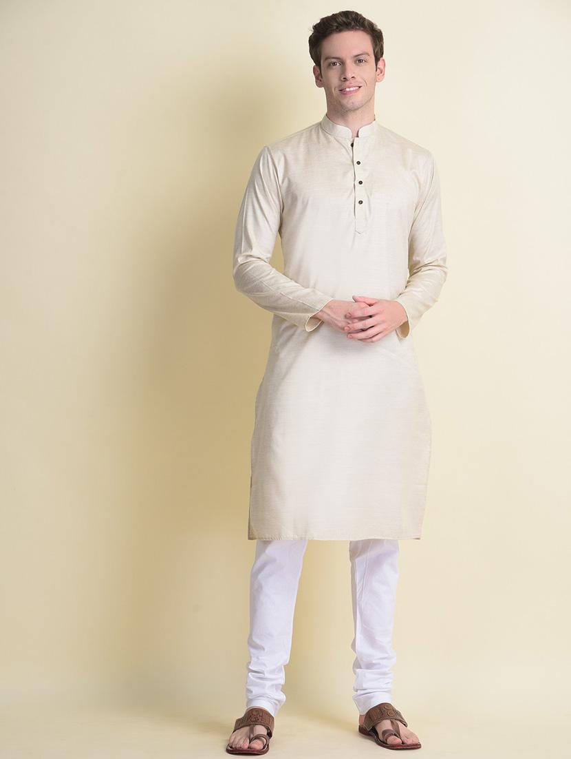 men solid kurta churidar ethnic wear set - 18876164 - Zoom Image - 0
