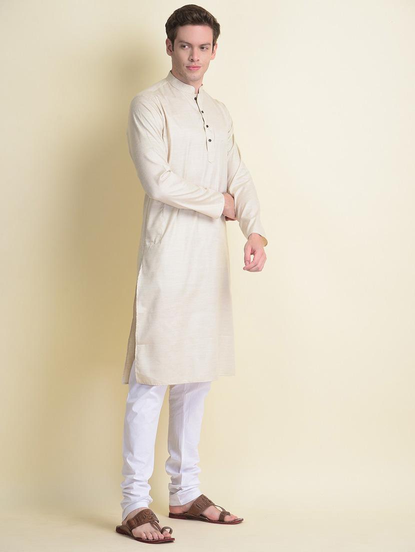 men solid kurta churidar ethnic wear set - 18876164 - Standard Image - 1