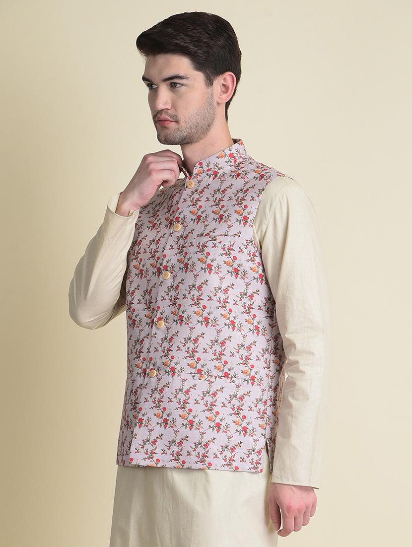 mandarin collar ethnic jacket - 18876204 - Standard Image - 1