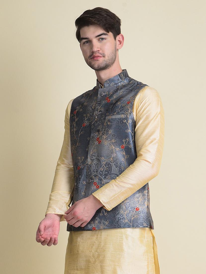 mandarin collar ethnic jacket - 18876228 - Standard Image - 1