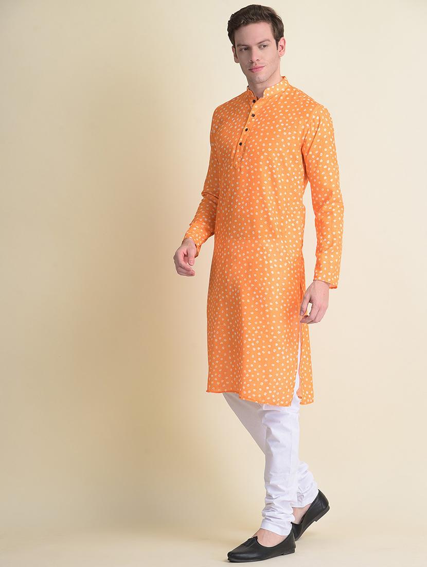 men printed mandarin neck long kurta - 18876294 -  Standard Image - 1
