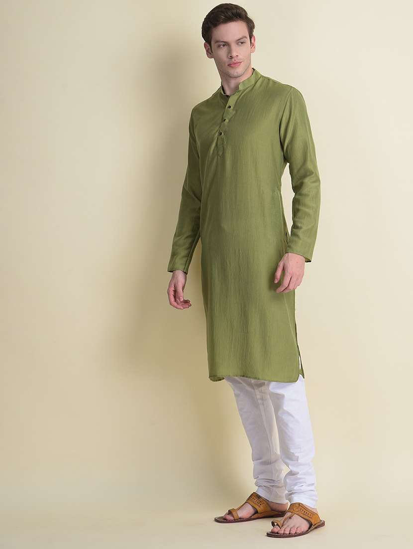 mandarin neck long sleeved long kurta - 18876319 - Standard Image - 1