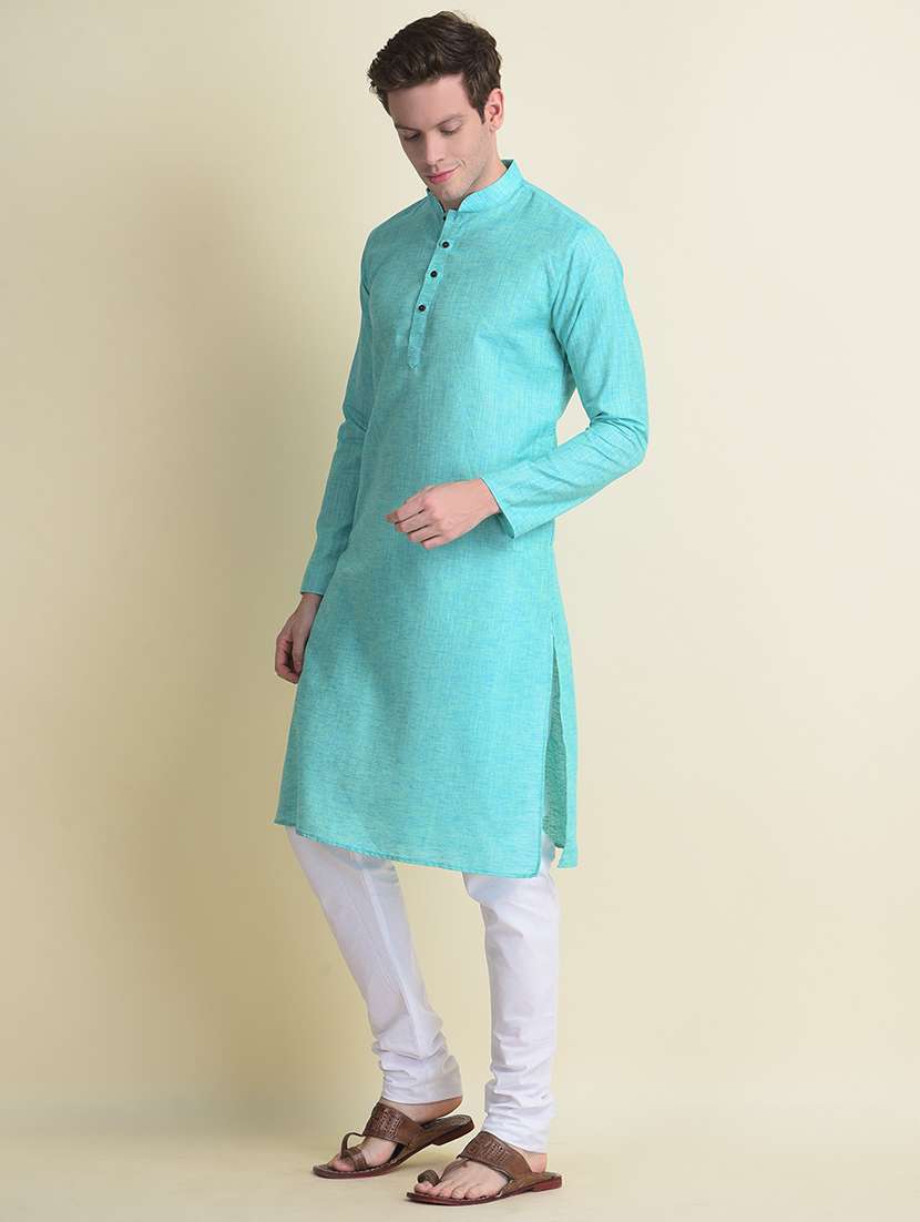 mandarin neck long sleeved long kurta - 18876326 -  Standard Image - 1
