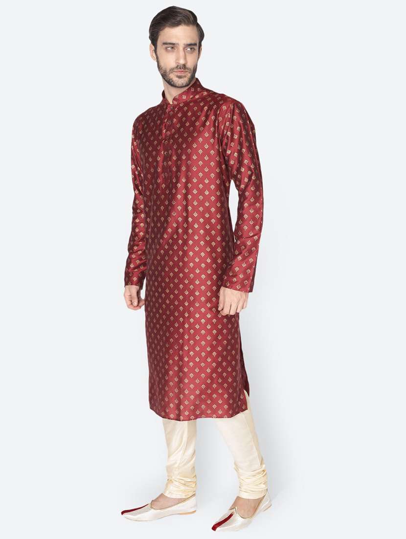 mandarin neck long sleeved kurta - 18876354 -  Standard Image - 1