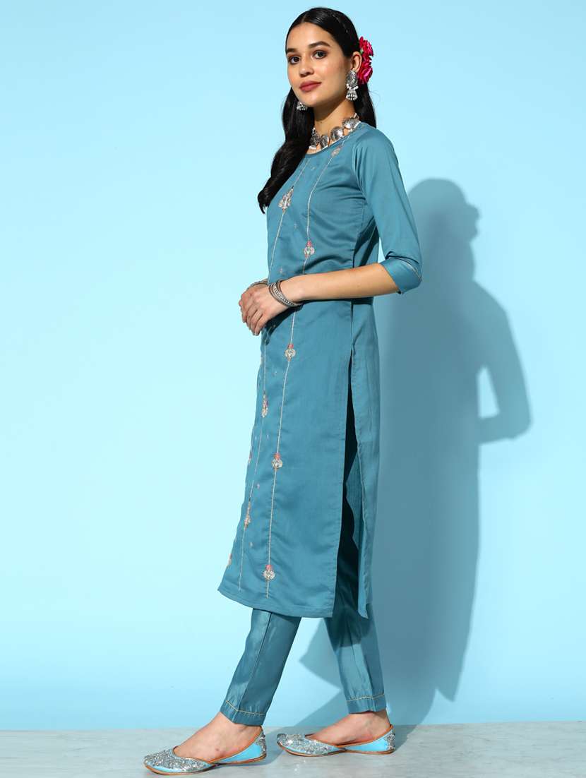 embroidered suit set with dupatta - 18876494 - Standard Image - 1