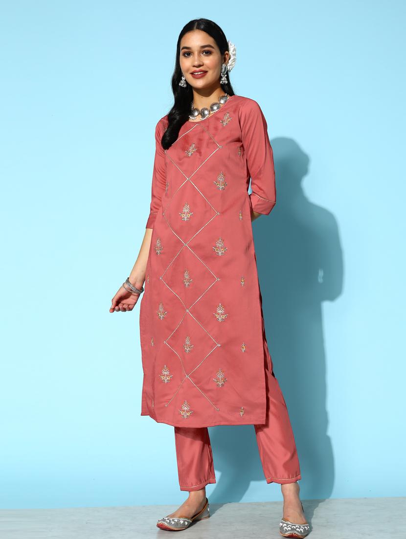 embroidered suit set with dupatta - 18876495 - Standard Image - 1