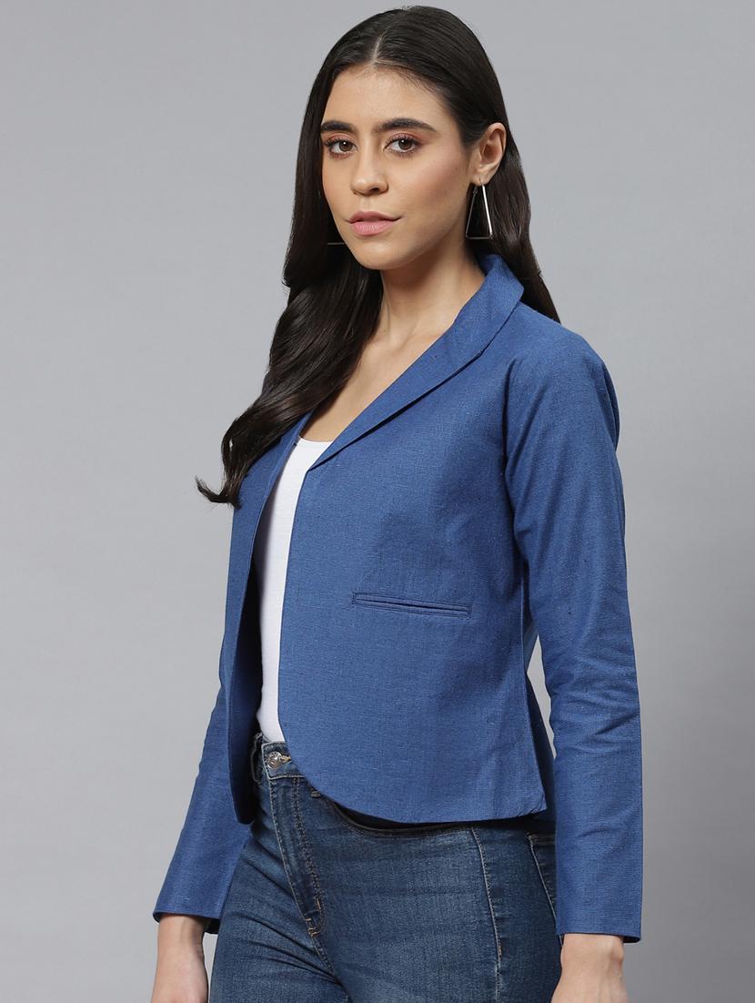 blue cotton single breasted blazer - 18876605 - Standard Image - 1