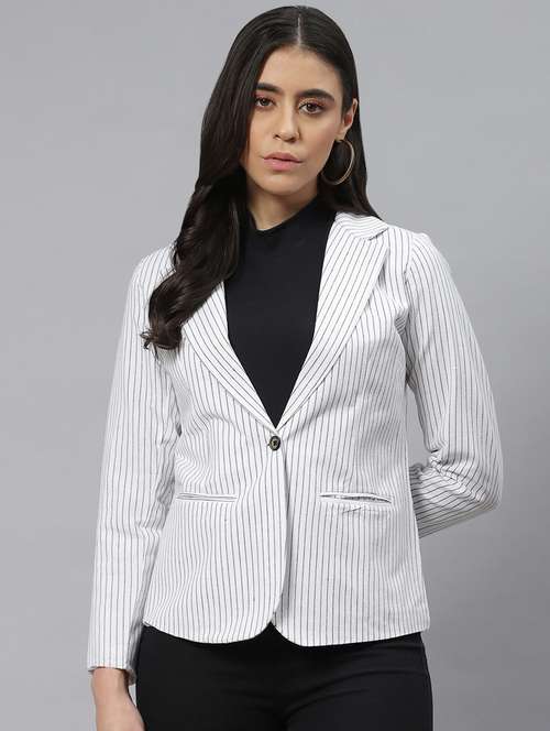 white cotton single breasted blazer - 18876606 - Standard Image - 0